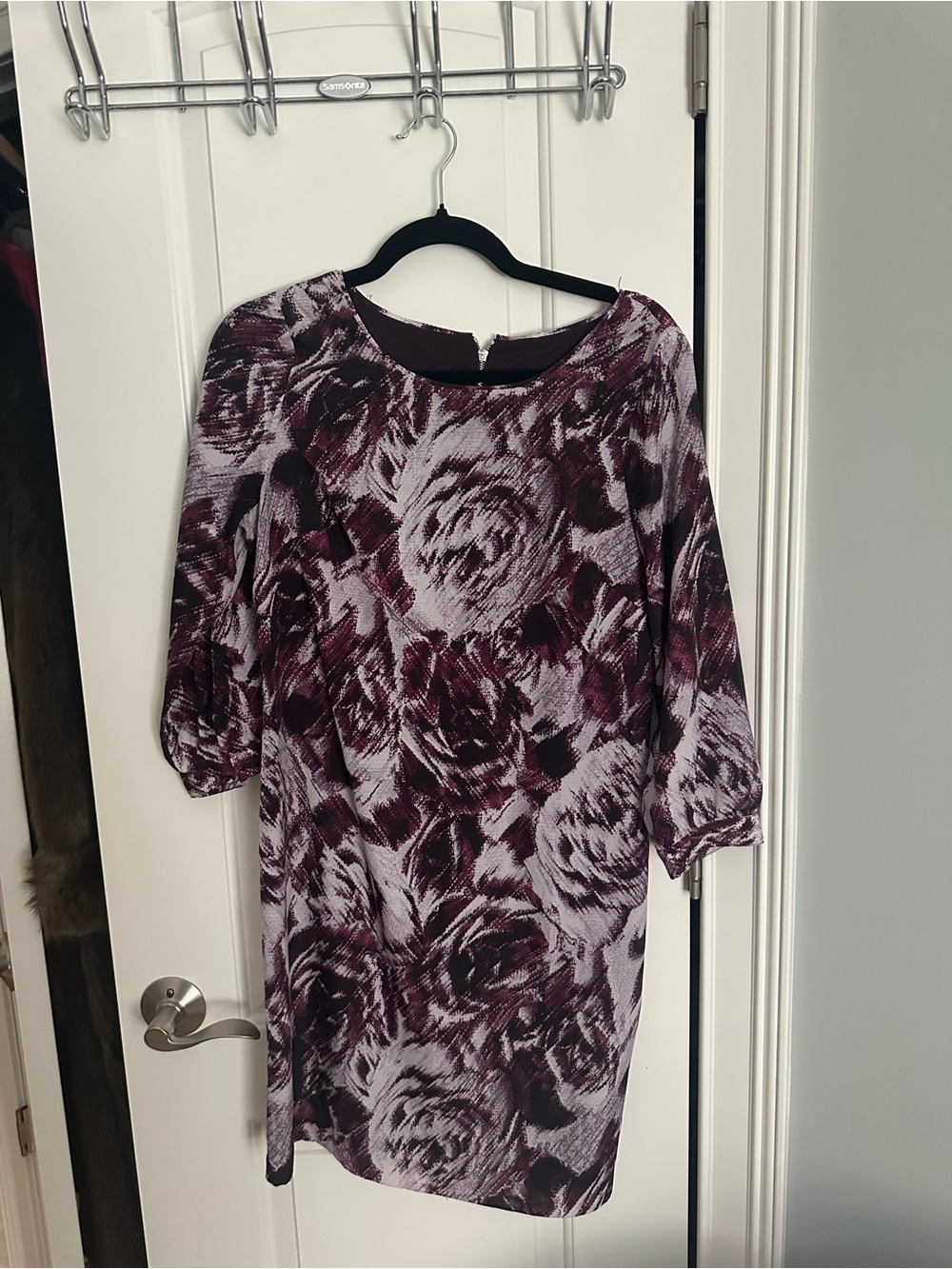 Ann Taylor Plum and Gray Floral Midi Dress